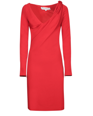 SHOULDER DRAPE V-NECK DRESS