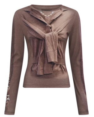 TROMPE-L’ŒIL KNIT JERSEY LS T-SHIRT