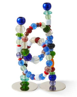 CANDLE HOLDER BEADS MULTI-COLOR