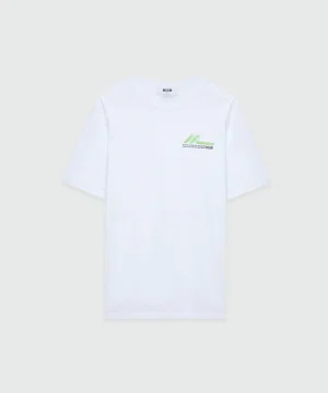 White short-sleeve cotton jersey T-shirt with chest print