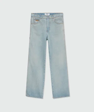 Light-wash denim workwear five-pocket trousers