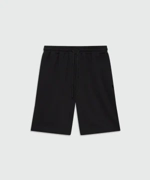 Black double pique Bermuda shorts with adjustable elasticated waistband