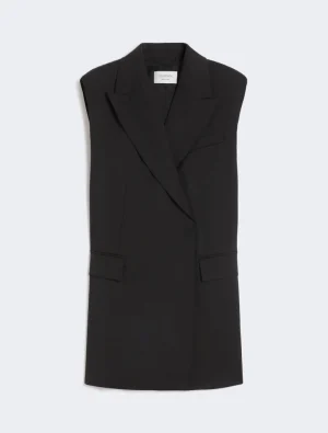 Sleeveless stretch wool blazer