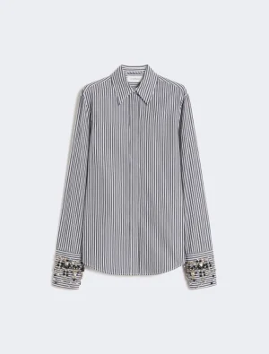 Jewel-embroidered poplin shirt