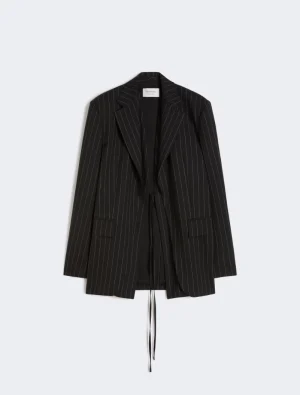 Pinstripe gabardine tailored blazer