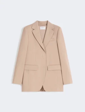 Tailored wool blazer with pleated back