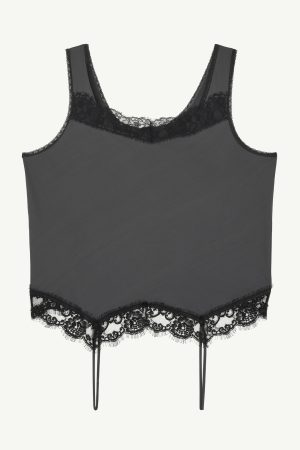 Mirrored lace slip top