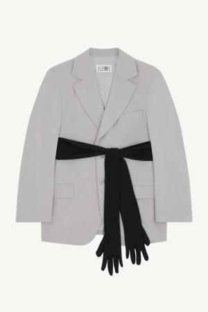 Wool-blend blazer with gloves