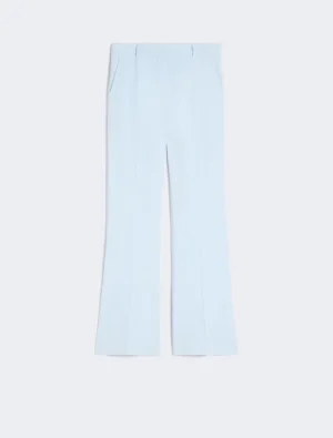 Light blue tailored dress pants with pressed creases and a straight leg, laid flat
