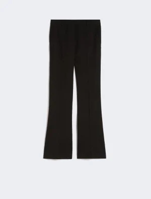 Black tailored dress pants with belt loops and a straight-leg silhouette on a light background.