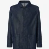IMG_1576 - New Trend Dark indigo denim jacket with button-front closure, classic collar, and two large patch pockets at the hips l up.