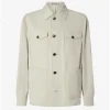 IMG_1582 - New Trend Beige button-front utility jacket with four pockets and dark brown buttons.
