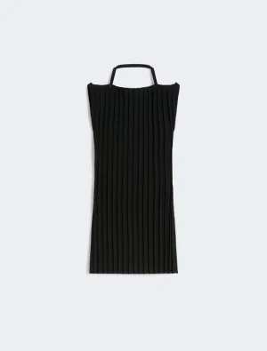 Stretch viscose knit top - black