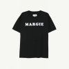 Black T-shirt with the word 'MARGIE' in white letters on the front (front view).