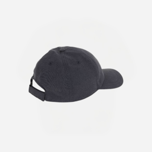 Navy blue baseball cap viewed from the back with an adjustable strap.