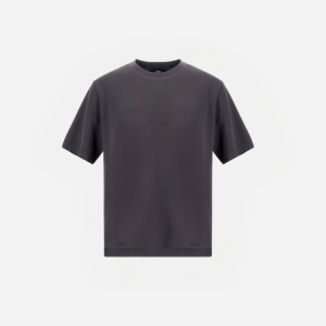 Dark gray short-sleeve crewneck T-shirt on a white background