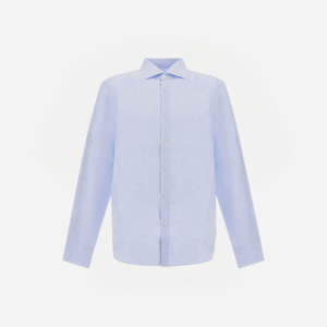 Light blue long-sleeve button-down shirt with a classic collar and front placket.