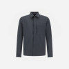 Dark gray button-down shirt with a single chest pocket and long sleeves, plain front.