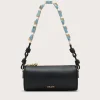 IMG_1289 - New Trend Black leather crossbody/shoulder bag with a turquoise stone chain strap and gold hardware, Cult Gaia logo visible at the bottom edge.