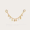 IMG_1303 - New Trend Gold-toned charm necklace with multiple dangling charms, suspended against a pale background.