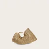 IMG_1437 - New Trend Gold sequined clutch purse with chain strap on a light beige background