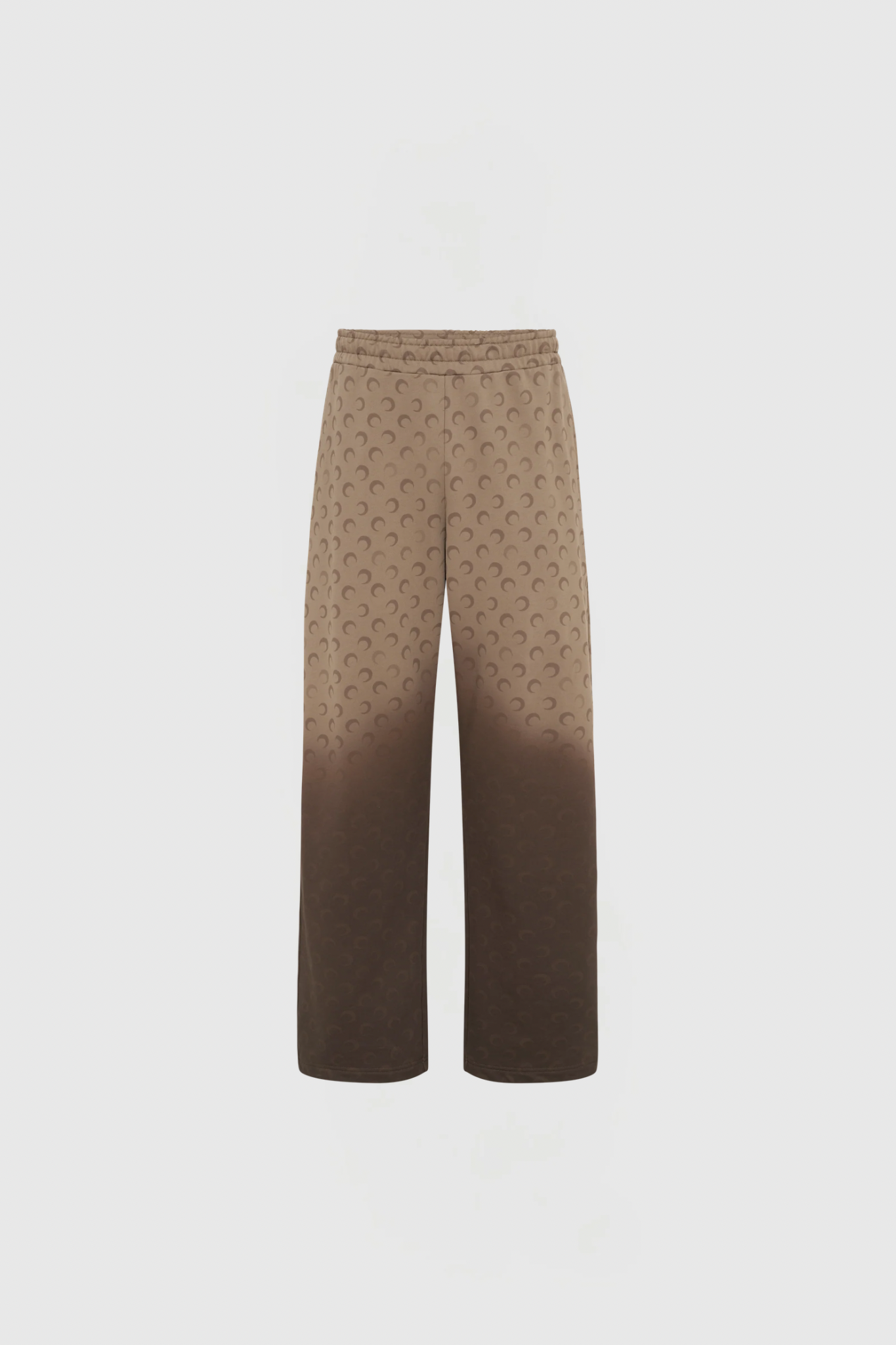 Untitled design - New Trend Beige trousers with a repeating brown crescent pattern shown from the waist to the lower legs against a light background.