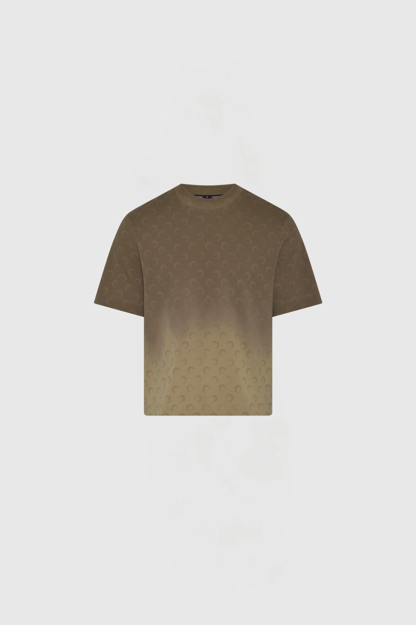 Untitled design - New Trend Brown gradient short-sleeve T-shirt with an all-over subtle curved motif pattern.