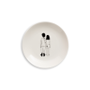 Plate with a simple black-and-white line drawing of a couple holding hands, seen from behind, facing away from the viewer.