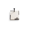 Untitled design - New Trend White cube-shaped object with black tape on the edges and a black peg sticking up from the top; a small cartoon character peeks over the front edge at the bottom right, adding a playful touch