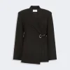 IMG_3094 - New Trend Black tailored blazer with a small belt and gold buckle detail at the waist