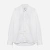 IMG_3235 - New Trend White button-down shirt with front pleats and long sleeves, on a plain background (brand tag visible).