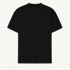 Black short-sleeve T-shirt with a small square logo on the left chest area