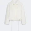 IMG_3772 - New Trend White faux-sherpa jacket with a wide collar and drawstrings, cropped length for a cozy, oversized look
