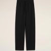 Image 132 - New Trend Black trousers with an elastic drawstring waistband and side pockets, shown from the waist to mid-thigh against a light background.