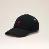Image 144 - New Trend Black baseball cap with a small red heart and the letter A embroidered on the front panel.
