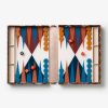 Open backgammon board with orange and blue checkers, red dice, and a black die on the left; game ready for play.