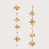 Image 437 - New Trend Gold-tone drop earrings with alternating flower charms and small white beads on a delicate chain, shown against a light background.