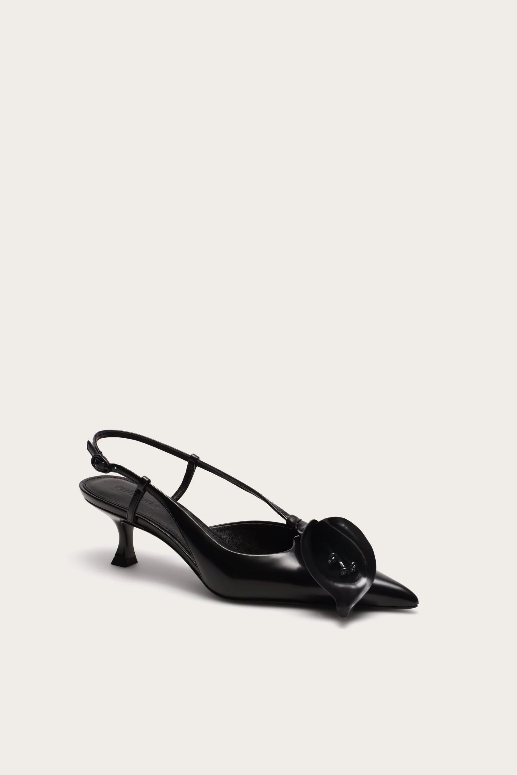 Image 489 - New Trend Black strappy high-heeled sandal with a thin ankle strap on a light beige background