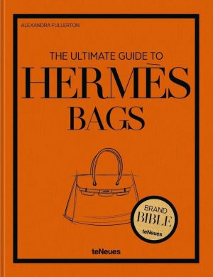 Orange book cover for 'The Ultimate Guide to Hermès Bags' featuring a sketch of a handbag and a Brand Bible badge.