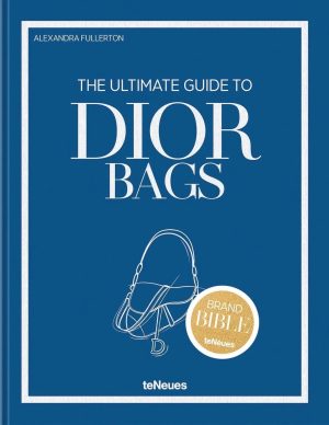 Blue book cover titled 'The Ultimate Guide to Dior Bags' by Alexandra Fullerton, with a simple handbag outline and a gold Brand Bible badge.