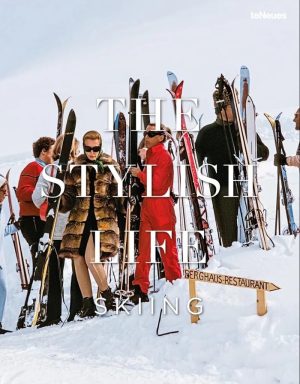 Group of skiers in winter gear standing in the snow with skis upright, magazine title 'The Style Life' overlaid on the image.